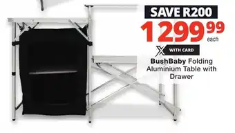 Checkers BushBaby Folding Aluminium Table with Drawer offer