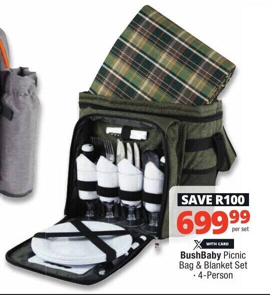 BushBaby Picnic Bag & Blanket Set 4Person offer at Checkers