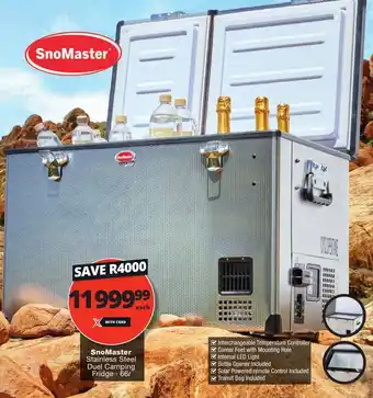 SnoMaster Stainless Steel Duel Camping Fridge 66L