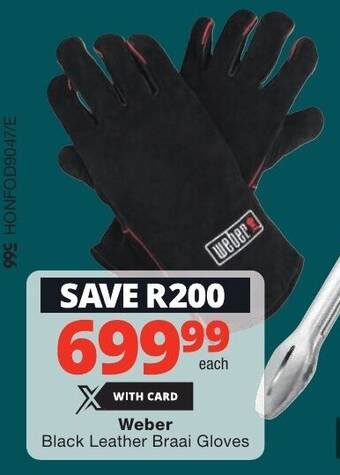 Checkers Weber Black Leather Braai Gloves offer