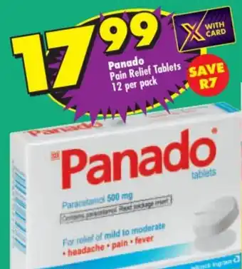 Shoprite Panado Pain Relief Tablets 12 per pack offer