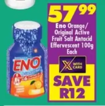 Eno Orange/ Original Active Fruit Salt Antacid Effervescent 100g Each