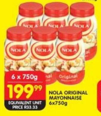 Shoprite NOLA ORIGINAL MAYONNAISE 6x750g offer