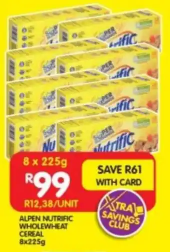 Shoprite ALPEN NUTRIFIC WHOLEWHEAT CEREAL 8x225g offer