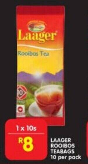Shoprite LAAGER ROOIBOS TEABAGS 10 per pack offer