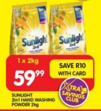 Shoprite SUNLIGHT 2in1 HAND WASHING POWDER 2kg offer