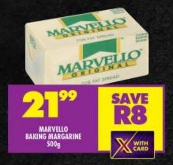 Shoprite MARVELLO BAKING MARGARINE 500g offer