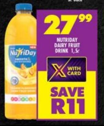 Shoprite NUTRIDAY DAIRY FRUIT DRINK 1,5L offer
