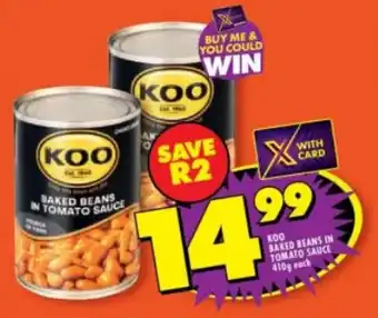 Shoprite КОО BAKED BEANS IN TOMATO SAUCE 410g each offer