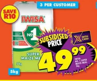 Shoprite IWISA NO. 1 SUPER MAIZE MEAL 5kg offer