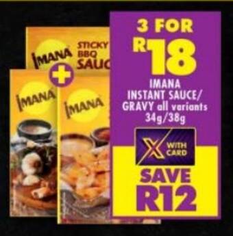 Shoprite IMANA INSTANT SAUCE/ GRAVY all variants 34g/38g offer
