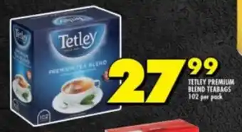 Shoprite TETLEY PREMIUM BLEND TEABAGS 102 per pack offer