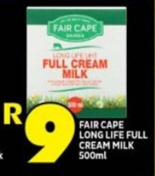 Shoprite FAIR CAPE LONG LIFE FULL CREAM MILK 500ml offer