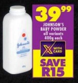 Shoprite JOHNSON'S BABY POWDER all variants 400g each offer