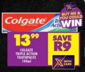 Shoprite COLGATE TRIPLE ACTION TOOTHPASTE 100ml offer