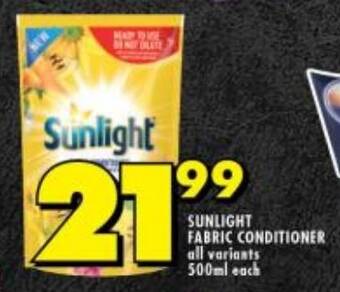 Shoprite SUNLIGHT FABRIC CONDITIONER all variants 500ml each offer