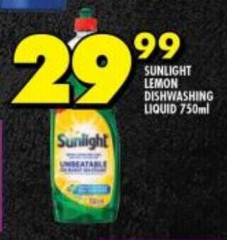 Shoprite SUNLIGHT LEMON DISHWASHING LIQUID 750ml offer