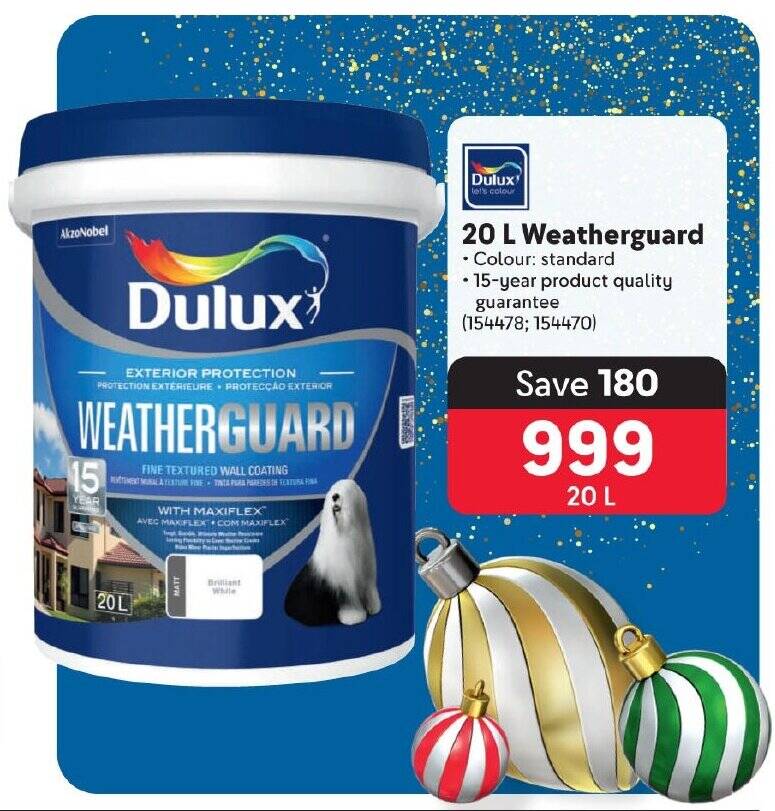 Dulux 20 L Weatherguard offer at Makro