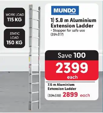 Makro MUNDO 5.8 m Aluminium Extension Ladder offer