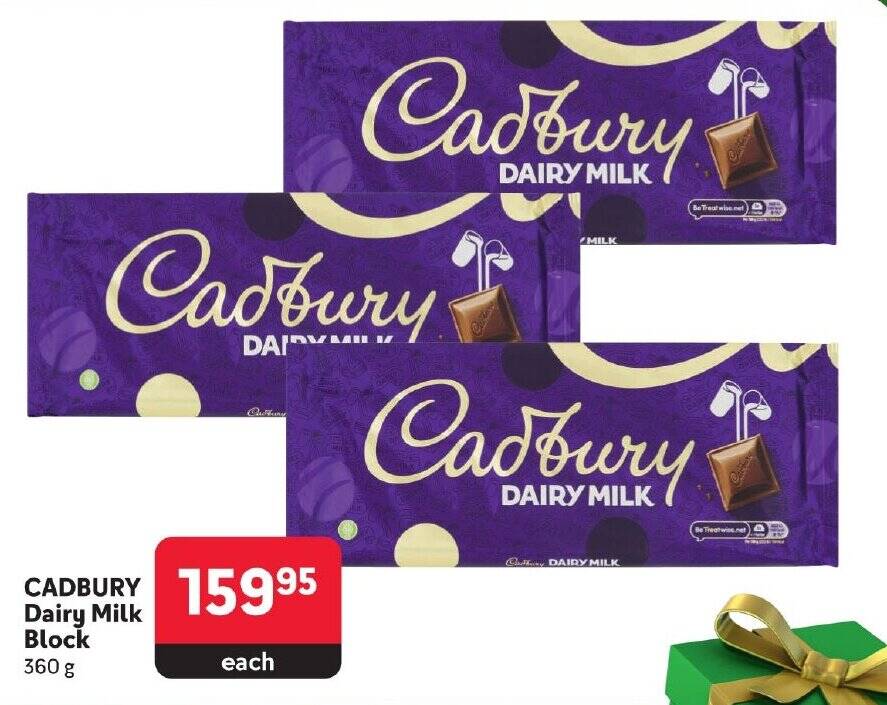 CADBURY Dairy Milk Block 360 g offer at Makro