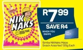 Pick n Pay SimbaNikNaks Mize Snack Assorted 135g offer