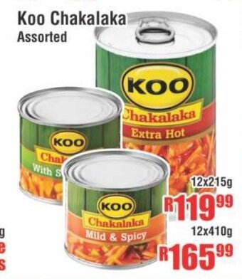 Devland Cash And Carry Koo Chakalaka Assorted 12x215g offer