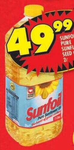 Shoprite SUNFOIL PURE SUNFLOWER SEED OIL 2L offer