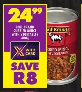 Shoprite BULL BRAND CURRIED MINCE WITH VEGETABLES 400g offer