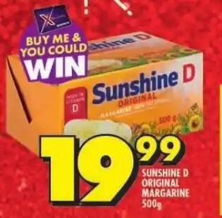 Shoprite SUNSHINE D ORIGINAL MARGARINE 500g offer