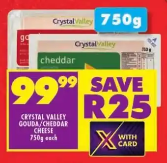 Shoprite CRYSTAL VALLEY GOUDA/CHEDDAR CHEESE 750g each offer