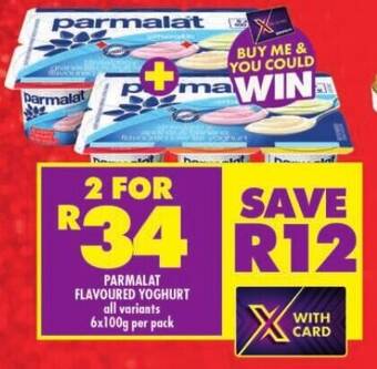 Shoprite PARMALAT FLAVOURED YOGHURT all variants 6x100g per pack offer