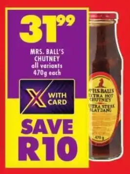 Shoprite MRS. BALL'S CHUTNEY all variants 470g each offer