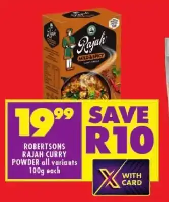Shoprite ROBERTSONS RAJAH CURRY POWDER all variants 100g each offer