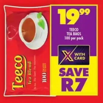 Shoprite TEECO TEA BAGS 100 per pack offer