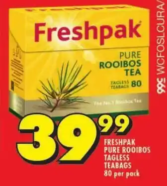 Shoprite FRESHPAK PURE ROOIBOS TAGLESS TEABAGS 80 per pack offer