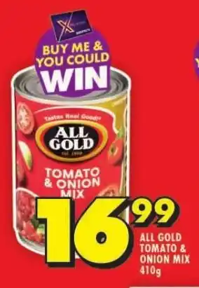Shoprite ALL GOLD TOMATO & ONION MIX 410g offer