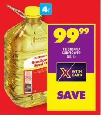 Shoprite RITEBRAND SUNFLOWER OIL 4L offer