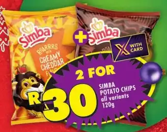 Shoprite SIMBA POTATO CHIPS all variants 120g offer