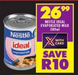 Shoprite NESTLE IDEAL EVAPORATED MILK 380ml offer