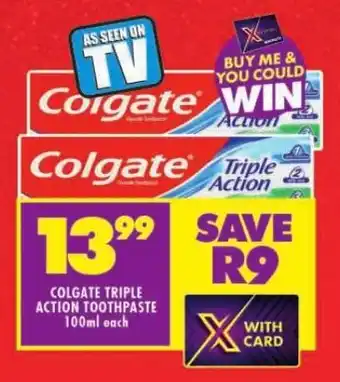 Shoprite COLGATE TRIPLE ACTION TOOTHPASTE 100ml each offer