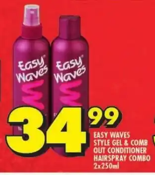 Shoprite EASY WAVES STYLE GEL & COMB OUT CONDITIONER HAIRSPRAY COMBO 2x250ml offer