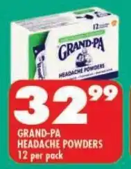 GRAND-PA HEADACHE POWDERS 12 per pack
