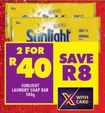 Shoprite SUNLIGHT LAUNDRY SOAP BAR 500g offer