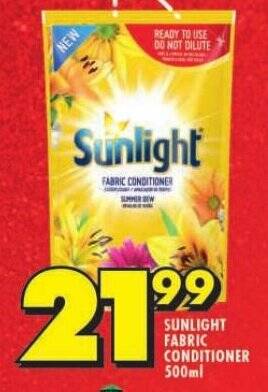 Shoprite SUNLIGHT FABRIC CONDITIONER 500ml offer