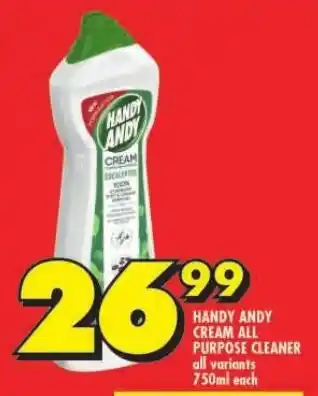Shoprite HANDY ANDY CREAM ALL PURPOSE CLEANER all variants 750ml each offer