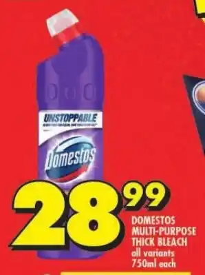 Shoprite DOMESTOS MULTI-PURPOSE THICK BLEACH all variants 750ml each offer