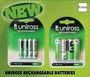 Uniross Rechargeable Batteries 4 x AAA 600 Mah RB460532