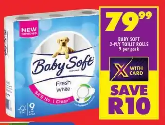 Shoprite BABY SOFT 2-PLY TOILET ROLLS 9 per pack offer