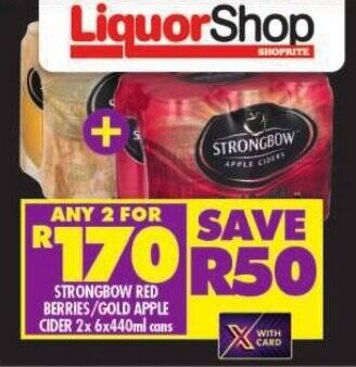 Shoprite STRONGBOW RED BERRIES/GOLD APPLE CIDER 2x 6x440ml cans offer