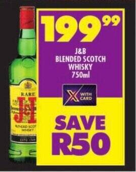 Shoprite J&B BLENDED SCOTCH WHISKY 750ml offer